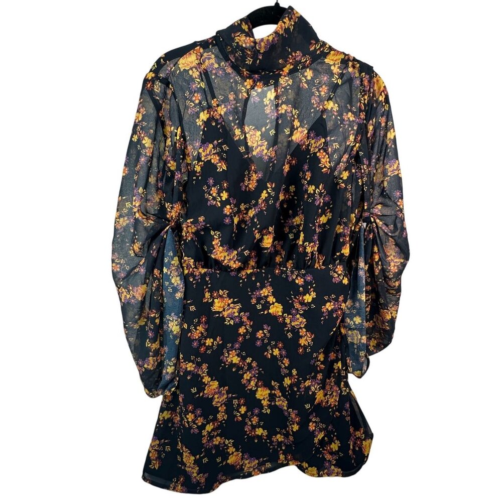 C/Meo Collective Ink Botanic Heart Breaker Boho Mini Dress Size 4 NWT